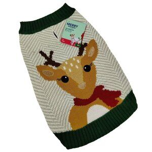 Merry Makings Festive Holiday Reindeer Sweater for Dogs Medium
